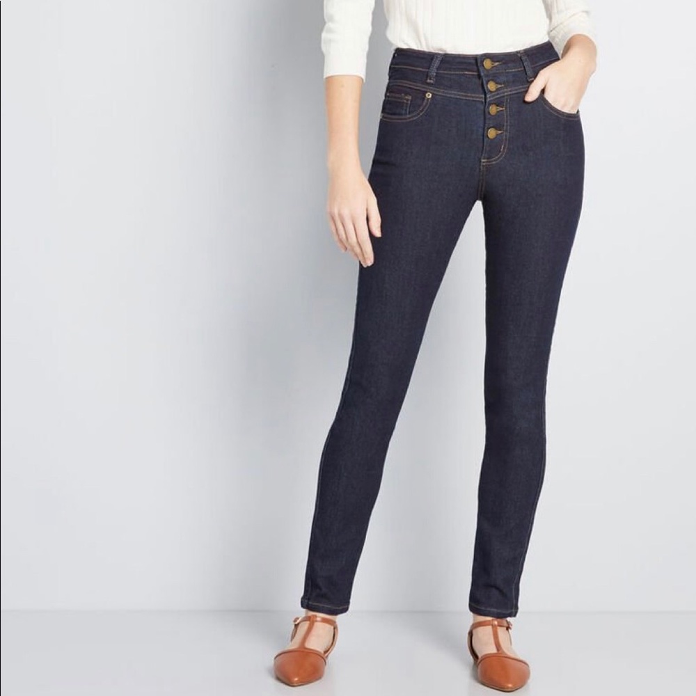 MODCLOTH Karaoke Seamstress Skinny Jeans 26 - Picture 1 of 10